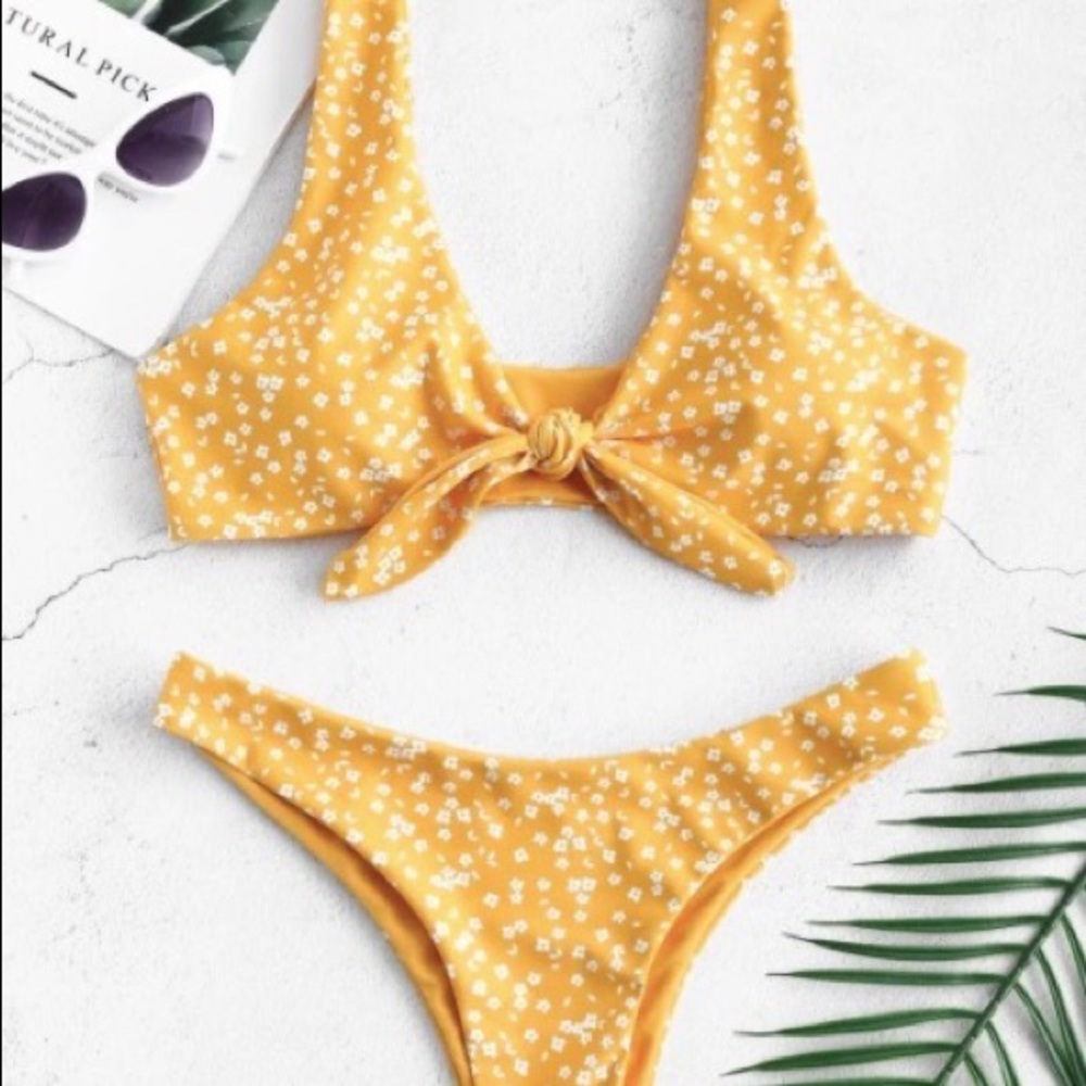 Zaful Yellow Floral Bikini
